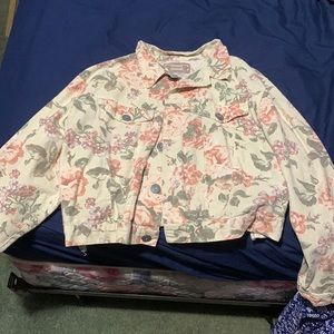 Floral cropped jean jacket